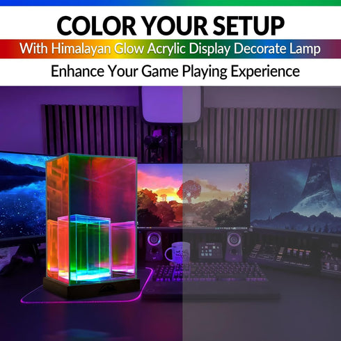Himalayan Glow Acrylic Display Lamp with USB, LED Night Light for Bedroom, Living Room & Office, Soft Glow Acrylic Panel with Wooden Base, Aesthetic Décor